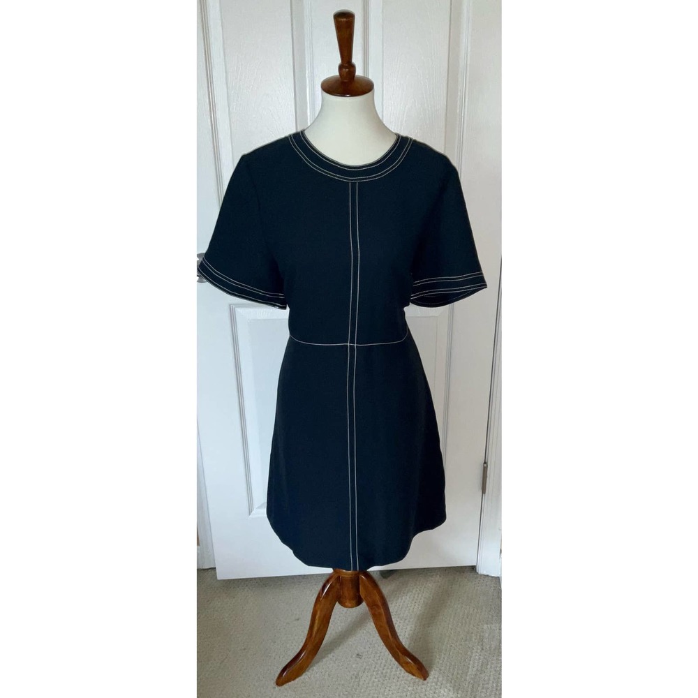 Banana Republic Navy Blue with White Stitching Mid-Length Casual Dress